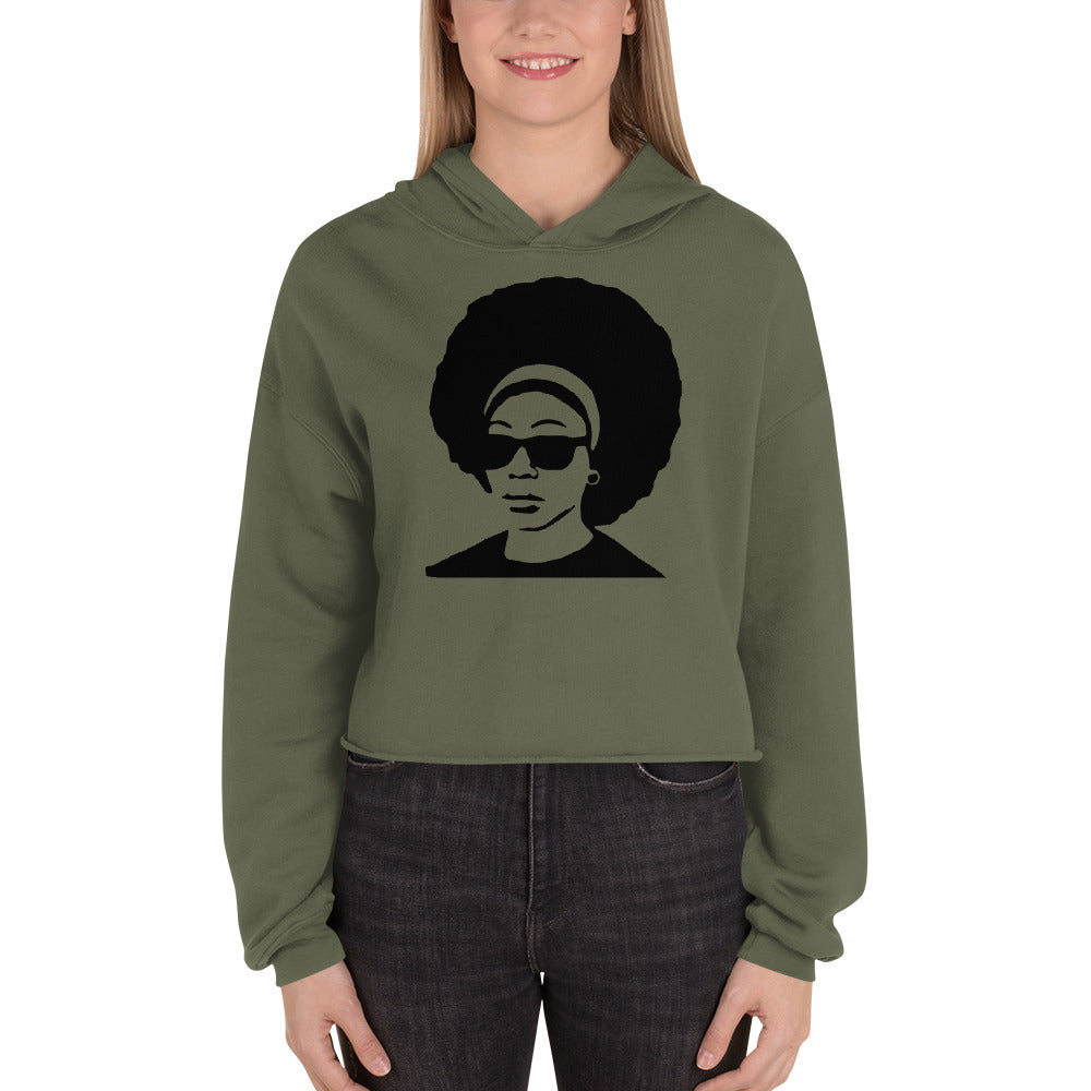 Afro Crop Hoodie Olive