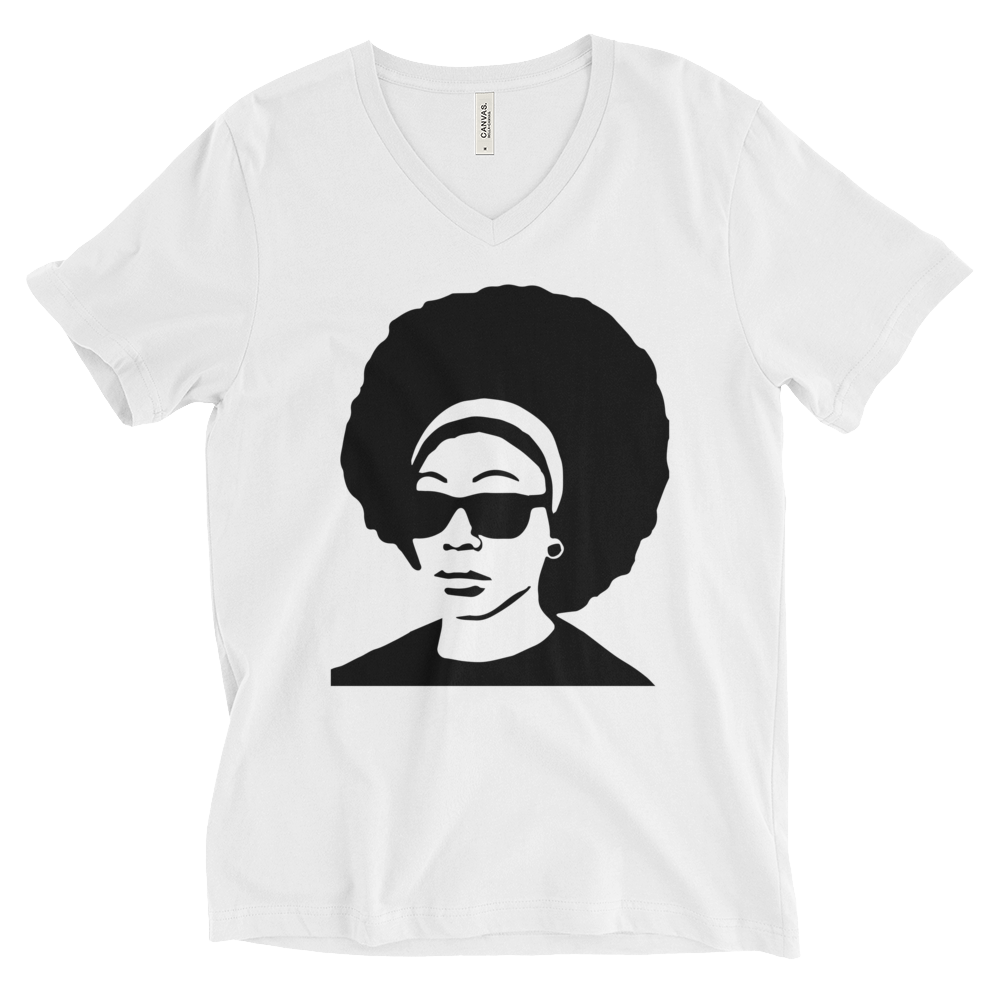 Black Afro Short Sleeve V-Neck T-Shirt